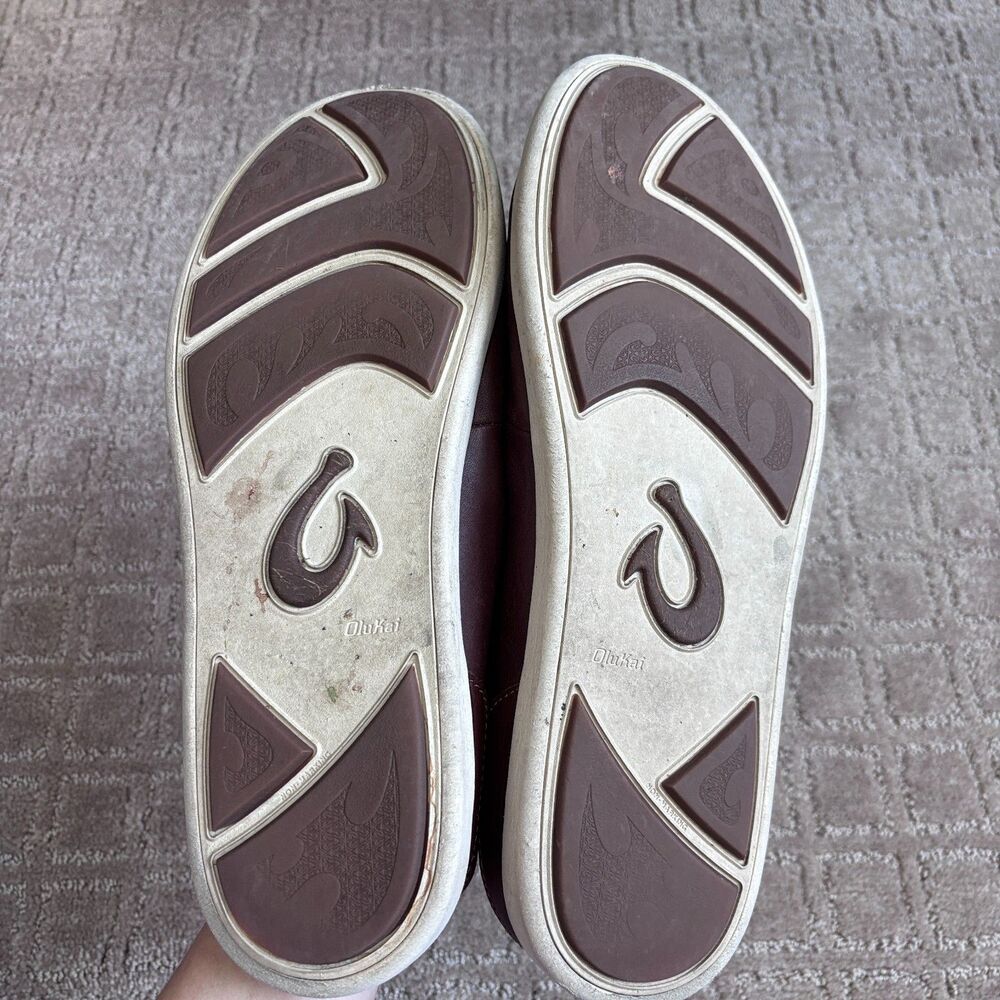 OluKai Nalukai Leather Slip On Shoes Men 12 Brown Loafer Preppy Casual Drop Heel - Picture 9 of 9